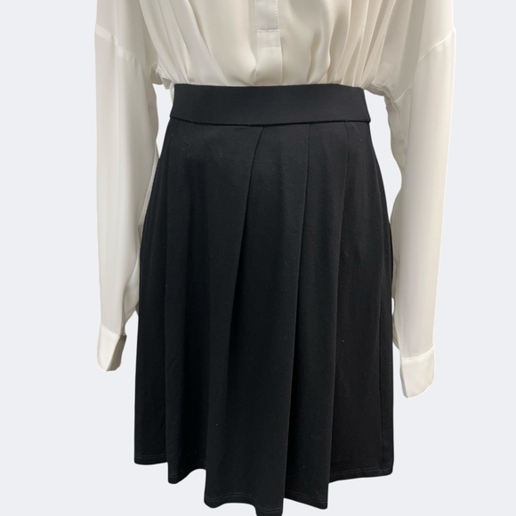 Eileen Fisher Skirt Womens Petite Small Black Pleated A-Line Pull On Stretch - Picture 1 of 7